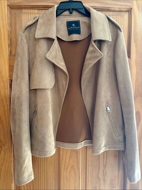Bagatelle Camel Suede Trench Moto Jacket